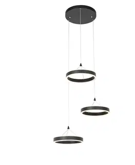 Zavesne lampy Závesné svietidlo čierne okrúhle vrátane LED 3-stupňové stmievateľné 3-svetlo - Lyani