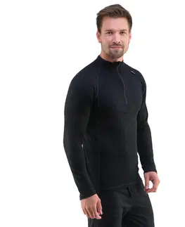 Pánske termo tričká s dlhým rukávom Pánske tričko s dlhým rukávom Merino Bamboo čierna - XL
