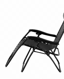 Záhradné stoličky a kreslá Záhradné polohovacie kreslo, čierna, GERALD