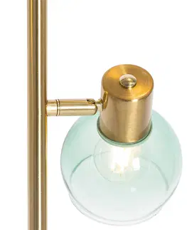 Stojace lampy Stojacia lampa Art Deco zlatá so zeleným sklom 3 svetlá - Vidro