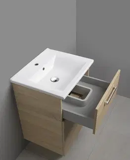 Kúpeľňa AQUALINE - VEGA umývadlová skrinka 51,5x72,6x43,6cm, 2x zásuvka, dub platin VG853