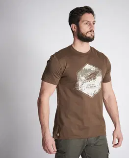 mikiny Bavlnené tričko 100 s krátkym rukávom a motívom jeleňa gaštanovohnedé