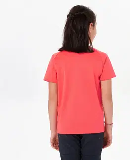 nohavice Dievčenské turistické tričko MH500 koralové pre 7 až 15 rokov