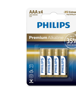 Predlžovacie káble Philips Philips LR03M4B/10 - 4 ks Alkalická batéria AAA PREMIUM ALKALINE 1,5V 