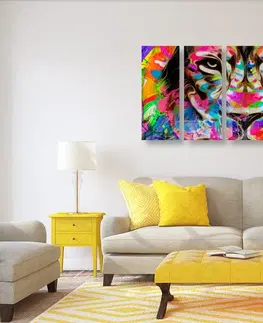 Pop art obrazy 5-dielny obraz farebná hlava leva