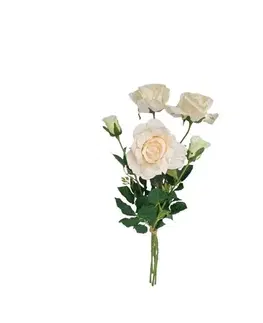 Kvety Umelá kvetina Ruža biela, 68 cm, 5 ks
