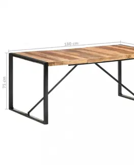 Jedálenské stoly Jedálenský stôl masívne drevo / kov Dekorhome 220x100x75 cm