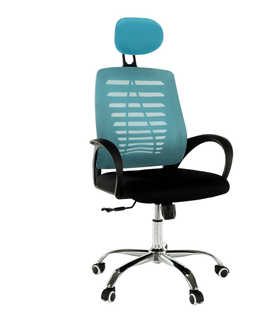 Kancelárske stoličky KONDELA Elmas kancelárske kreslo s podrúčkami modrá / čierna