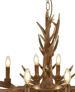 Lustre Searchlight Visiaci luster Stag v tvare parožia, 12-plameňový