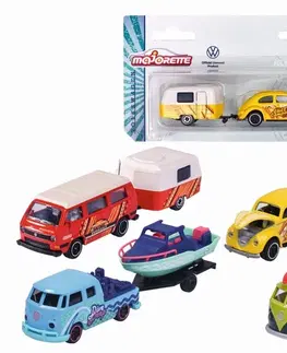 Hračky - dopravné stroje a traktory MAJORETTE - Autíčko s prívesom VW The OriginaLittle Smoby Trailer, 4 druhy, Mix produktov