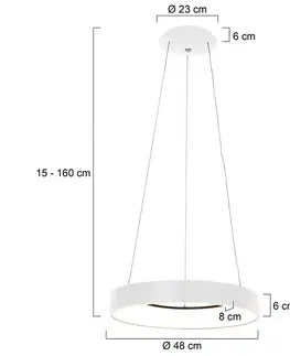 Závesné svietidlá Steinhauer LED závesné svietidlo Ringlede, Ø 48 cm biela