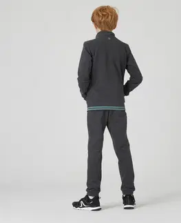 nohavice Chlapčenská športová súprava 500 na cvičenie sivá