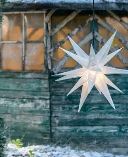 Vianočné svetelné hviezdy STERNTALER Hviezda snehové vločky exteriér 18-cípa potlačená