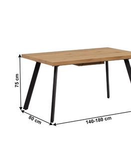 Jedálenské stoly KONDELA Akaiko rozkladací jedálenský stôl dub / čierna
