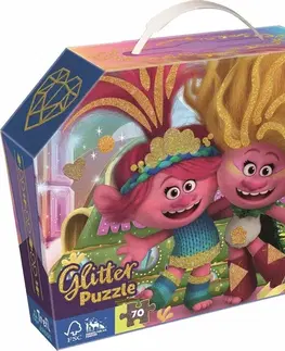 Hračky puzzle TREFL -  Puzzle 70 Glitter v kufríku - Trblietaví Trollovia / Universal Trolls 3 (2023) FSC M