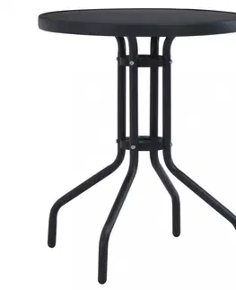 Záhradné stoly Záhradný stolík 60 cm oceľ / sklo čierna Dekorhome