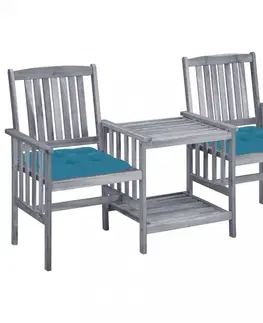 Zahradné stoličky Zaradné stoličky so stolíkom akácia / látka Dekorhome Krémová