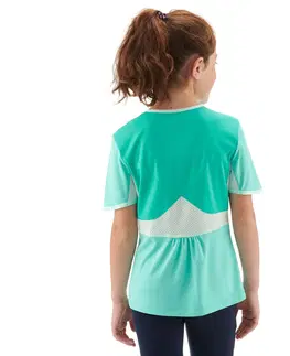 nohavice Detské turistické tričko MH550 pre 7-15 rokov tyrkysové