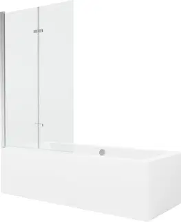 Sprchové dvere MEXEN/S - Cube obdĺžniková vaňa 180 x 80 cm s panelom + vaňová zástena 100 cm, transparent, chróm 550518080X9210020100