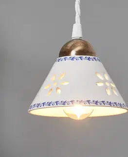 Závesné svietidlá Ceramiche Závesná lampa NONNA z bielej keramiky