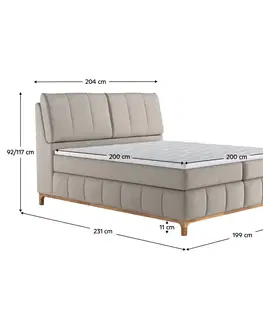 Postele Boxspringová posteľ, 200x200, svetlosivá, MOON