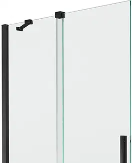 Sprchové dvere MEXEN/S - Velar Dvojkrídlová posuvná vaňová zástena 100 x 150 cm, transparent, čierna 896-100-000-01-70