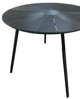 Záhradné stoly Okrúhly záhradný stôl Parker čierny s vrchnou doskou z polywoodu 120cm