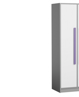 Šatníkové skrine GITKA dvojdverová skriňa G1, biela/svetlošedá/fialová