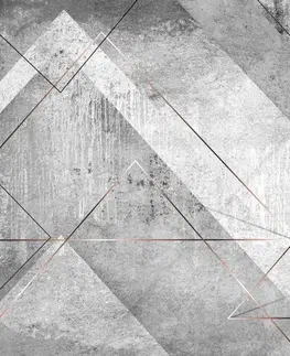 Vzorované tapety Tapeta šedá trojuholníková perspektíva