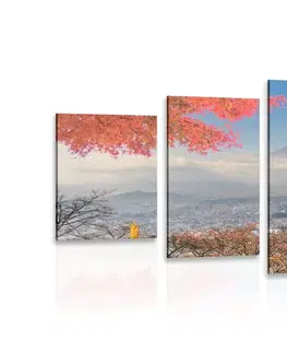 Obrazy mestá 5-dielny obraz jeseň v Japonsku