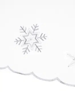 Obrusy Forbyt Vianočný obrus Vločky biela, 35 x 160 cm