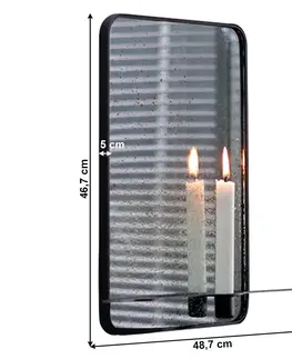Zrkadlá Zrkadlo so stojanom na 2 sviečky, patinované, čierny kovový rám, FIVER