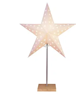 Vianočné svetelné hviezdy STAR TRADING Stojan Leo so vzorom hviezd, biely/dub