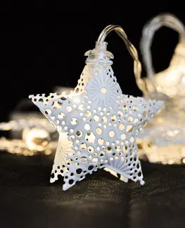 Vianočné dekorácie Solight Svetelná LED reťaz s 10 kovovými hviezdami, 1 m, teplá biela 