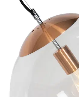 Zavesne lampy Škandinávska závesná lampa medená s čírym sklom - Ball 40