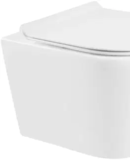 Záchody MEXEN/S - Rico Závesná WC misa Rimless vrátane sedátka s slow-slim, Duroplast, biela 30720100