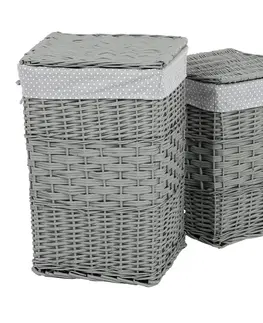 Úložné boxy Súprava prútených košov na bielizeň Šedý bodka​, 2 ks, 2 veľkosti, 40 x 60 x 40 cm