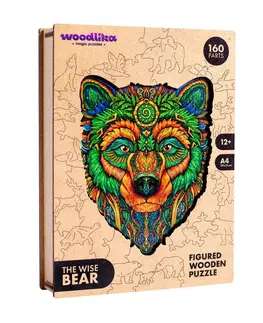 Hračky puzzle PUZZLER - Drevené farebné puzzle - Múdry medveď