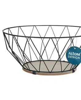 Misy a misky Altom Dekoračný kovový košík s dreveným dnom, 28 x 12 cm