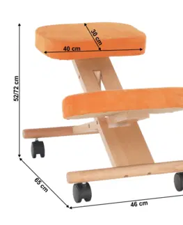 Stoličky Ergonomická kľakačka, oranžová/buk, FLONET