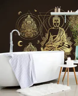 Samolepiace tapety Samolepiaca tapeta zlatý meditujúci Budha
