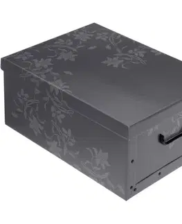 Úložné boxy Úložný box s vekom Ornament 51 x 37 x 24 cm, sivá
