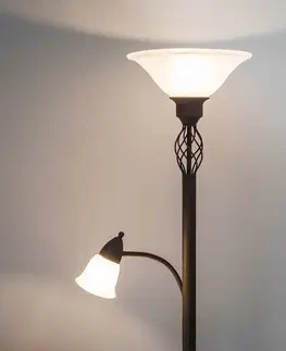 Stojacie lampy Lucande Lampa osvetľujúca strop Dunja + na čítanie