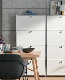 Cabinets & Storage Kovová vysoká skrinka »CN3« so 4 výklopnými priehradkami, biela