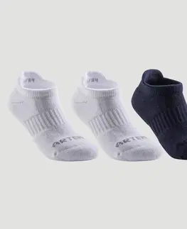 bedminton Detské tenisové ponožky RS 500 nízke čierne sivé 3 páry