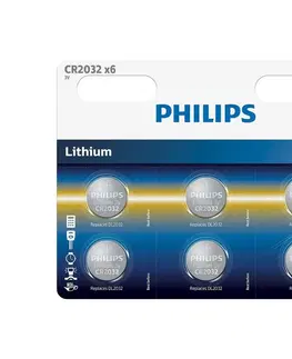 Predlžovacie káble Philips Philips CR2032P6/01B - 6 ks Lithiová batéria gombíková CR2032 MINICELLS 3V 240mAh 