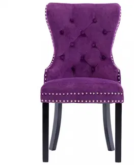 Jedálenské stoličky a kreslá Jedálenská stolička 2 ks zamat / kaučukovník Dekorhome Ružová