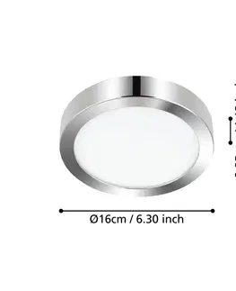 Stropné svietidlá EGLO Stropné LED svetlo Fueva 5 IP44 3 000K chróm Ø16cm