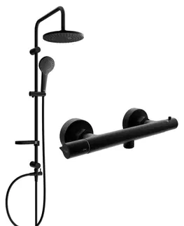Sprchy a sprchové panely MEXEN/S - Erik sprchový stĺp vrátane sprchovej termostatickej batérie Slim, čierna 77105205-70