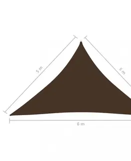Stínící textilie Tieniaca plachta trojuholníková 5 x 5 x 6 m oxfordská látka Dekorhome Hnedá